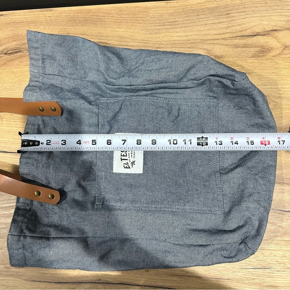 El Tosoro tequila tote bag denim leather gold pockets - Picture 8 of 11